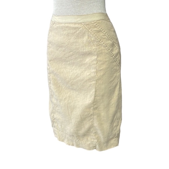 Rebecca Taylor Pencil Skirt Linen Tan Size 0 - Picture 4 of 13